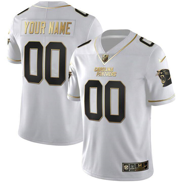 Men's Carolina Panthers ACTIVE PLAYER Custom White/Gold Limited Stitched Football Jersey